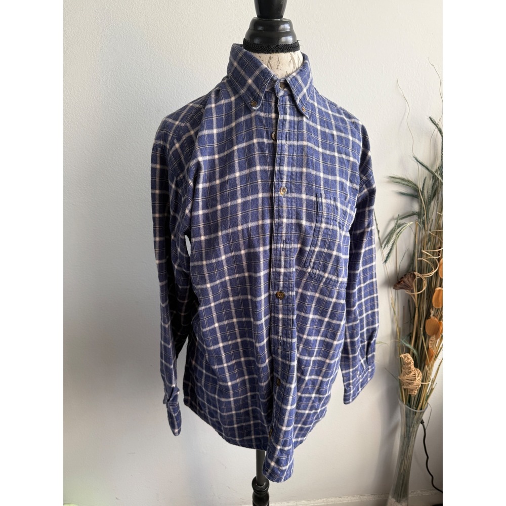 Woolrich Mens Blue Plaid Cotton Flannel Button Down Shirt Medium